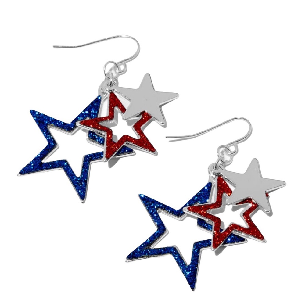 Glitter Star Trio Drop Earrings